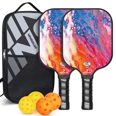 Lightweight Durable Carton Fiber Pickleball Paddles Set Of 4 With Balls And Carry Case