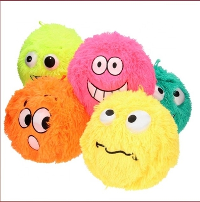 Logo Embroidery 23cm Fuzzy Ball with Smiley Face OEM/ODM Aceptable Embroidery Logo