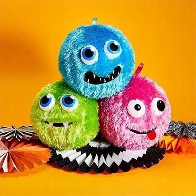 Polyester Outer Skin Material Crazy Face Fabric Covered Fuzzy Ball 16&quot; for Assortment