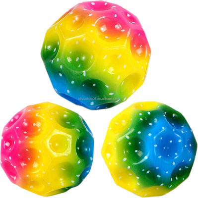 Multi-colors Extreme Pu Foam High Bounce Balls Rainbow Moon Space Ball for Kids Play