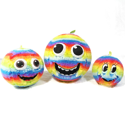 OEM ODM Accepted Children Smiley Happy Face Inflatable Furry Ball with 3D Eyes Rainbow Age Range 5-7 Years