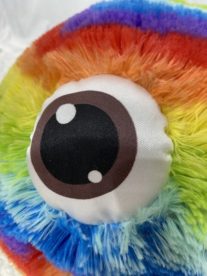 OEM ODM Accepted Children Smiley Happy Face Inflatable Furry Ball with 3D Eyes Rainbow Age Range 5-7 Years