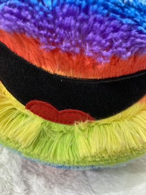 OEM ODM Accepted Children Smiley Happy Face Inflatable Furry Ball with 3D Eyes Rainbow Age Range 5-7 Years