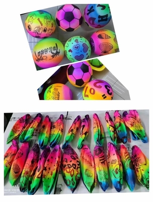 Adult Play and Fun Bouncing 9 Inch PVC Beach Ball with Novelty Rainbow Design