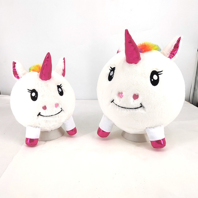 Unisex Soft Rainbow Inflatable Unicorn Ball 10&quot; Plush Toy with Pump and PVC Inner Ball Material