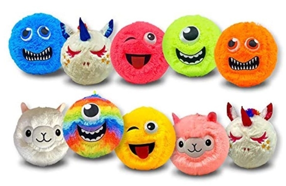 23cm Fuzzy Emoj Hairy Inflatable Ball with Fuzzy Monster Design Age Range 14 Years up