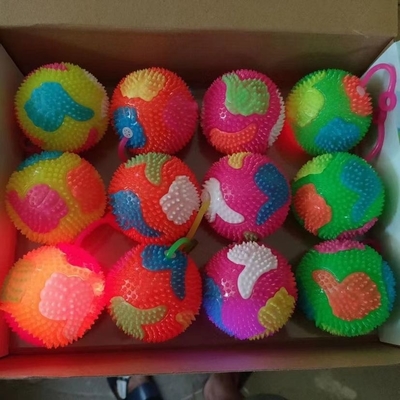 Rubber TPR Flashing Spikey Bouncing Yoyo Toy Ball in Multi-colors Great for Stress Relief