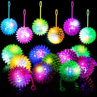 Rubber TPR Flashing Spikey Bouncing Yoyo Toy Ball in Multi-colors Great for Stress Relief