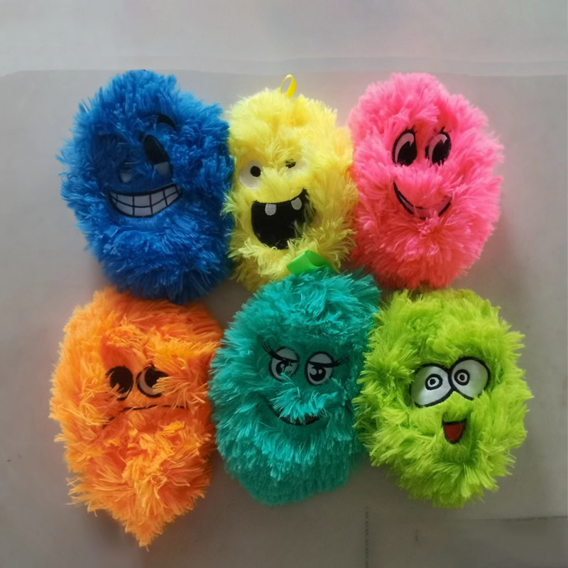 24'' Diameter Inflatable Funny Face Furry Ball With Eyes Polyester Outer Skin for Fun