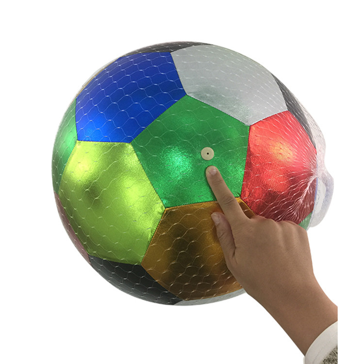 OEM ODM Accepted 25cm Kids Shiny Pvc Inflatable Plush Fabric Covered Toy Soccer Balls