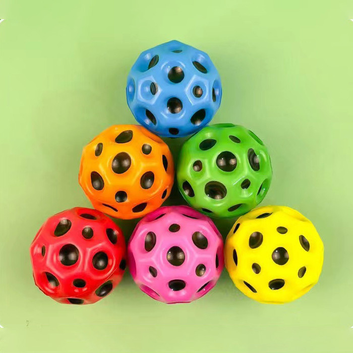 Eco-friendly High Bouncing Moon Shape Anti Relief Ball Toys Space Ball for Kids Play
