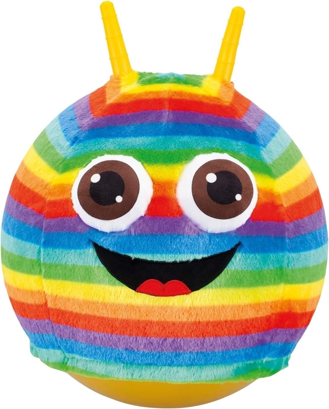 Outdoor Fun Essential Unisex Jumping Ball with Fluffy Plush Cover and Rainbow Design