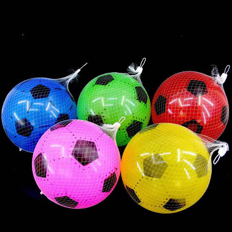 Customized 22.5cm Plastic Inflatable Football for Embossed Printing in Outdoor Games