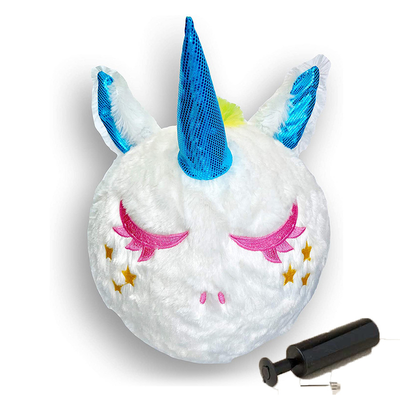 Unisex Soft Rainbow Inflatable Unicorn Ball 10&quot; Plush Toy with Pump and PVC Inner Ball Material